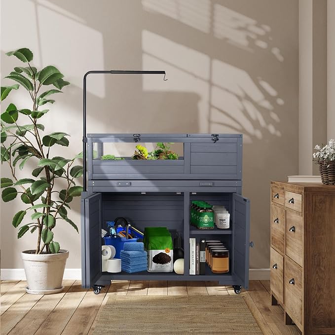 Agitree Premium Reptile Habitat Enclosure for Tortoises, Lizards, and Snakes - Adjustable Lighting, 360° Wheels, Easy-Clean Design, and Secure Ventilation- (Dark Gray)