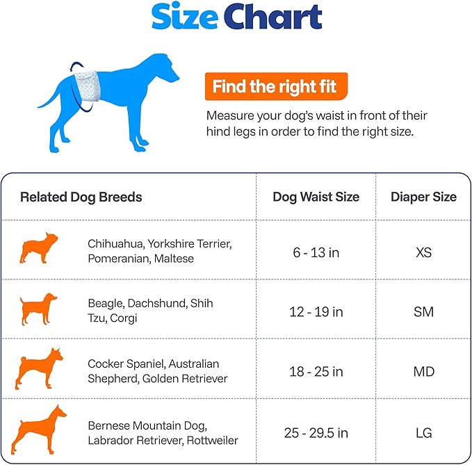 American Kennel Club Male Dog Wrap, Disposable Diapers with Wetness Indicator, X-Small, 50 Count