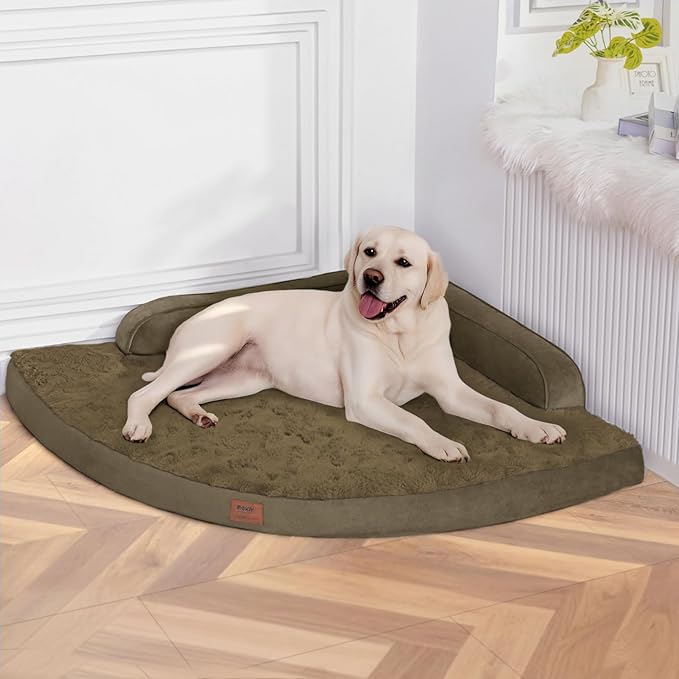 MEKIY Large Orthopedic Dog Bed with Sides XXL Dog Beds with Removable Washable Cover Non-Slip Waterproof Pet Bed for Extra Large Dogs - Light Coffee XXL