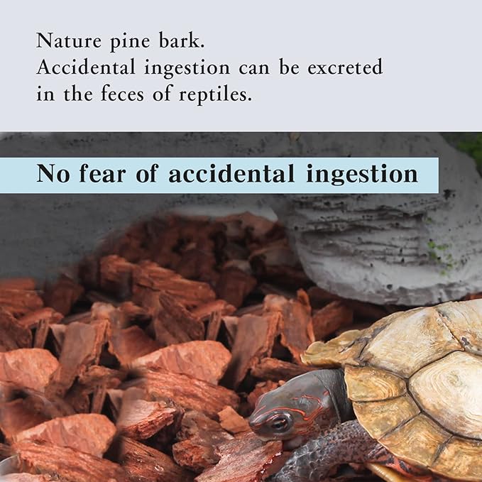 Tfwadmx Reptile Bark Bedding 15.8oz Tortoise Bedding for Habitat Bearded Dragon Substrate Reusable Pine Chips Substrate for Geckos, Lizards, Turtles Snakes, Hermit Crabs