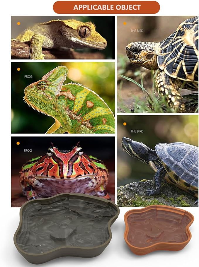 Sloped Animal Water Container Simulated Living Space Platform for Tortoises Amphibians Soaking Tub for Turtles Safe Turtle Drinking Bath Pan Multi Functional Soaking Dish Indoor/Outdoor Turtle Water