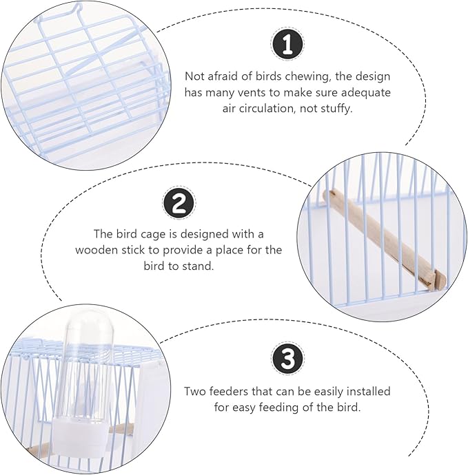 1set Portable Bird Cage for Parrots and Birds Handheld Travel Carrier Wire Design for Outings Lightweight and for Car Seats and