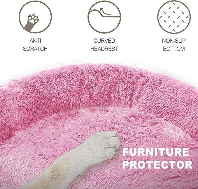 Tinaco Luxurious Calming Dogs/Cats Bed Mats, Dog Pad Washable Removable Couch Cover, Plush Long Fur Mat for Pets, Waterproof Lining, Perfect for Small, Medium and Large Dogs and Cats (Pink, 59"x39")
