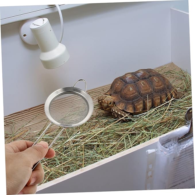 Sosoport 2pcs Metal Reptile Sand Scoop Fine Mesh Litter Cleaner for Easy Excrement Removal Terrariums and Aquariums for Tortoise and Reptile Care