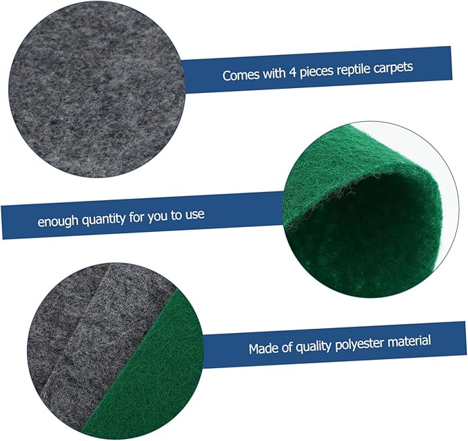 Milisten 4pcs Reptile Carpet Substrate Liner for Terrarium Water-Absorbent Bedding Mats for Snakes Lizards Turtles and Washable and for Habitat Decoration