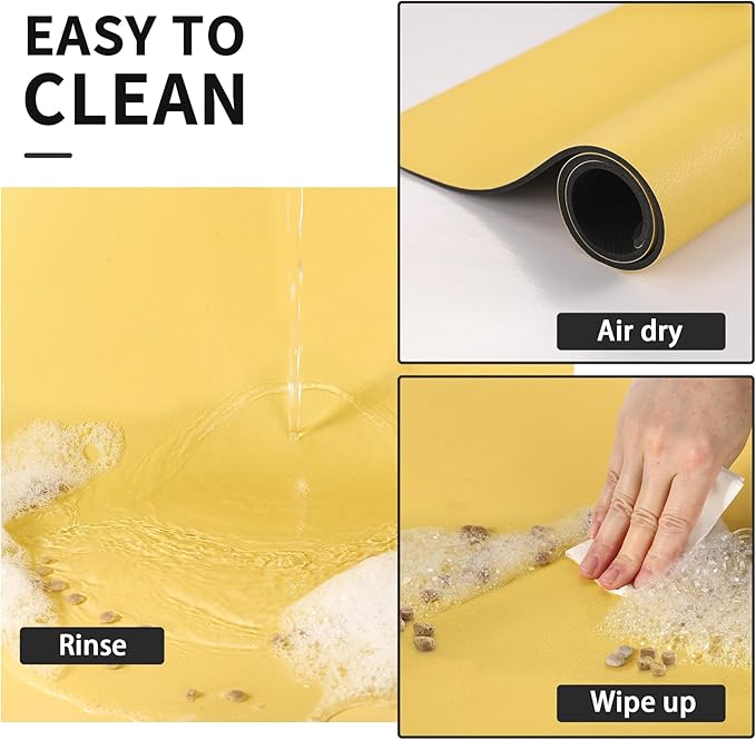 HotLive Dog Food Mat - Absorbent Cat Mat for Food and Water, No Stains Pet Feeding Bowl Mat, Easy to Clean Pet Placemats, Quick Dry Dog Water Dispenser Mat for Messy Drinkers | Yellow 24"x36"