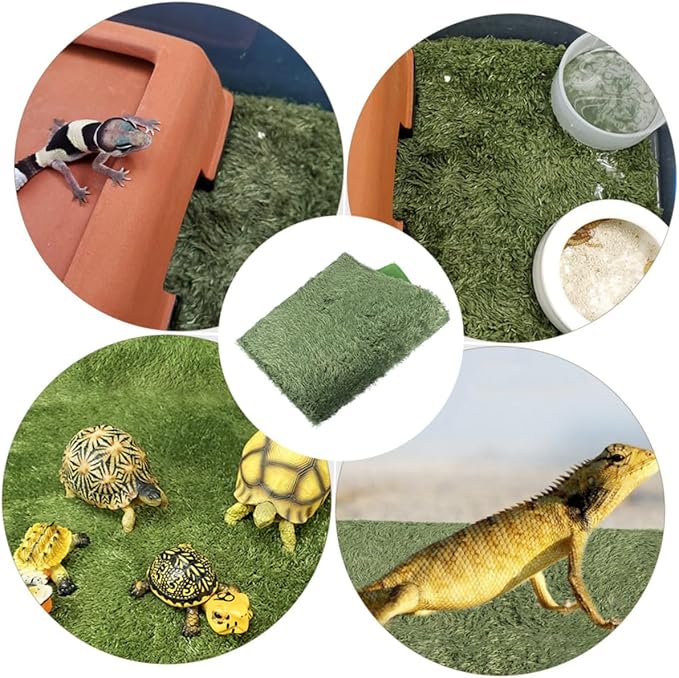 BESPORTBLE Double-Sided Absorbent Fake Lawn Mat Reptile Cage Mat Washable Crawl Pets Pad Tortoise Accessories Reptiles from Wet