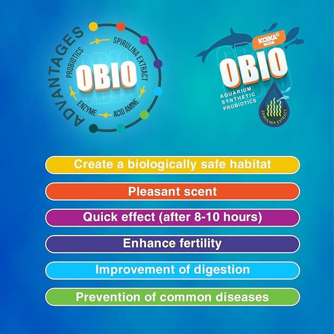 KOIKA OBIO Aquarium Water Treatment, Quick Effect (After 8-10 Hours), Improvement of Digestion and Immune Systems, Enhance Growth of Fish & Shrimp (Liquid, 750ml (25.36 fl oz))