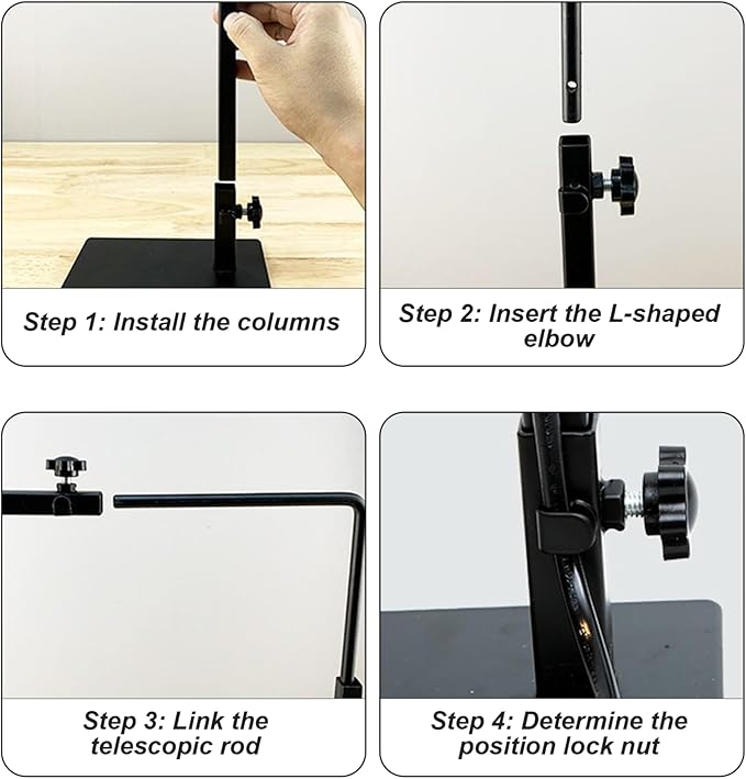 Reptile Lamp Stand Detachable & Extendable Metal Aquarium Light Riser with Hook and Stand Width Height Adjustable for Amphibian Terrarium Aquarium Tank