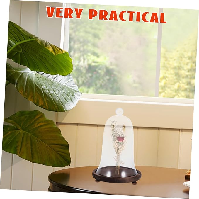 Garneck 1set Micro Landscape Eternal Life Flower Glass Cover Base for Home and Shop Decoration Elegant Flower Display and Showcase Adornment for Parties and Events