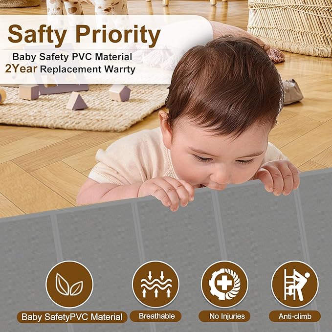 Miumoon 150 inch Retractable Baby Gates 42 inch Tall, Retractable Gate with Reinforced Strip Design to Prevent Crawling Through, 12 FT Extra Wide Retractable Dog Gate for Indoor/Outdoor
