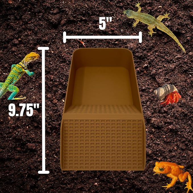 Chatelet Hermit Crab, Lizard, Turtle, Amphibian XL Watering Pool | Platform Pool Accessory with Access Ramp for Pet Habitats | 9.75" x 5" | Made in USA (X-Large) (Salt Only, Tan)