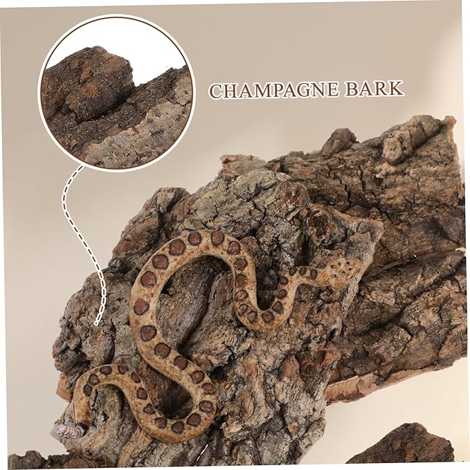 4pcs Cork Bark Reptile Decor Natural Tree Bark Climbing Platforms Reptiles Terrariums Background Cork Wood Habitat Tank Decoration for Snake Basking Lizard Hiding and Safe, Random Shape and Size