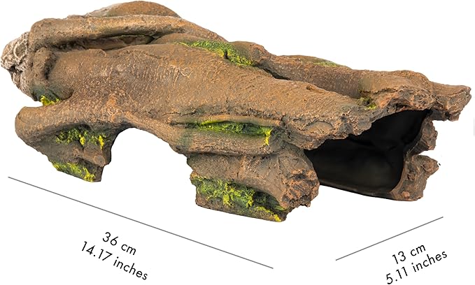 Orchid Valley Lizard, Snake or Reptile Hide. Large Hollow Log for Terrarium. Bearded Dragon or Gecko Tank Accessories. Natural Looking Basking Platform, Axolotl, Python Hideout. (XL-Version 2)