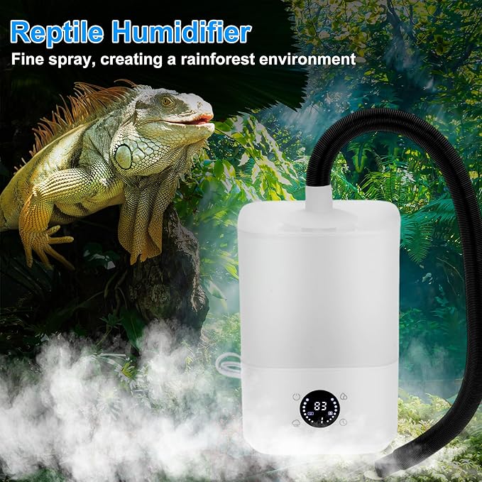 4L Reptile Fogger Mister, Efficient Humidifier Set, Reptile Humidifier for Proper Moisture Control, Easy-to-Use Mist Maker, White, 1 Set