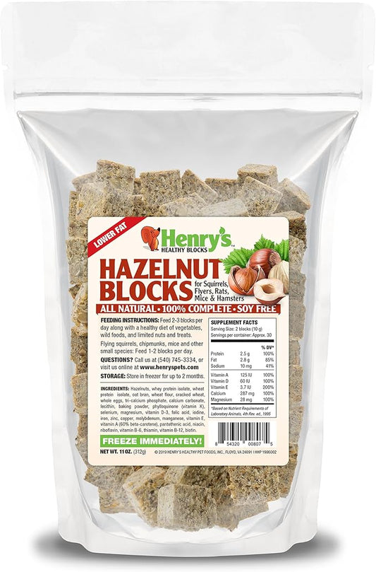 Henry's Hazelnut Blocks - Nutritionally Complete Food for Squirrels, Flying Squirrels, and Chipmunks, 11 Ounces