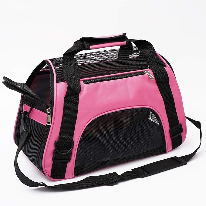 MuchL Cat Carrier for Small Cats Soft-Sided Pet Carrier for Cats Puppies Small Pets Airline Approved Lightweight Comfortable Travel Cat Carrier (Small, Pink)