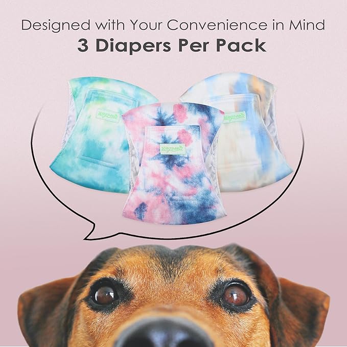 wegreeco Washable Male Dog Belly Band (Stylish Pattern)- Pack of 3 - Washable Male Dog Belly Wrap, Dog Diapers Male (Tie-dye, Sky, X-Large)
