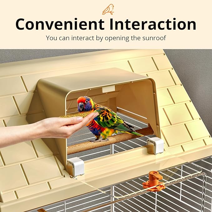 Oneluck Modern Bird Cage with Panoramic View, 38.5" H Bird Aviary for Small to Medium Birds,Birdcage with Easy Clean Tray for Parakeet,Cockatiel,Budgie,Parakeet,Canary,Finch,Quail,Lovebird,Conure