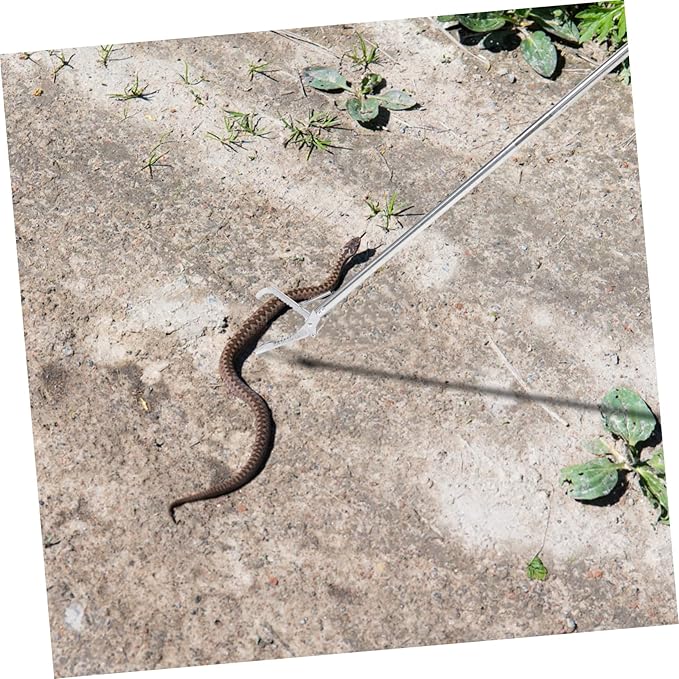 Totority Folding Stainless Steel Snake Catcher Grabber Tool Locking Mechanism for Safe Handling of Snakes and Reptiles Lightweight Portable Design for Gardens and Zoos