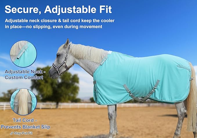 Horse Fleece Cooler, Blanket Liner - 300g Anti-Pilling Fleece, Moisture-Wicking, Cooling & Drying for Post-Workout, Bath & Travel, Prevent Overheating & Chilling Mintgreen 72