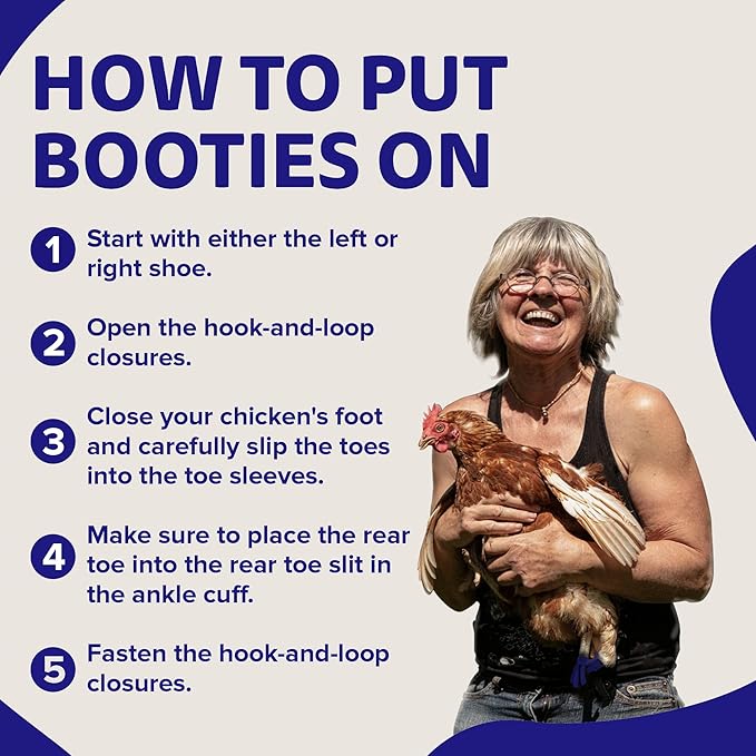Chicken Shoes for Injured Feet – Protective Neoprene Footwear for Chicken, Open-Toe Design for Bumblefoot Relief, Made in USA - Large, 4" Max. Inside Width, Royal Blue