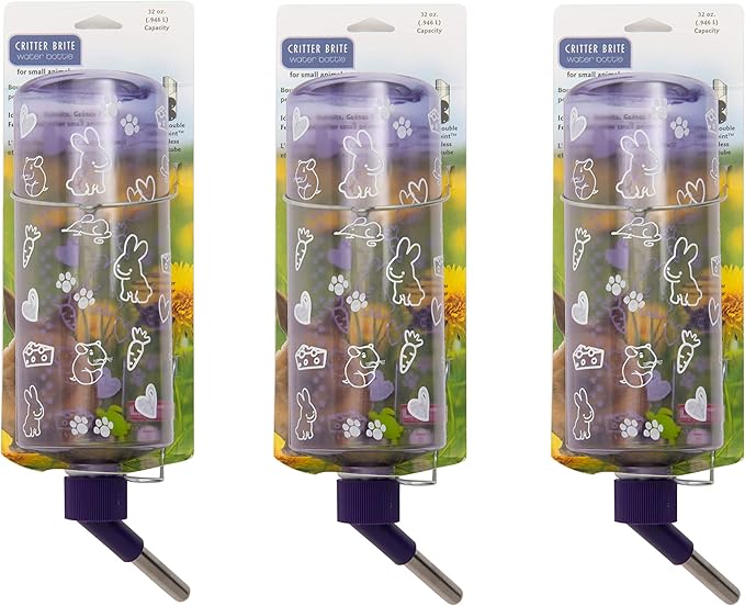 Lixit® Critter Bright Water Bottles for Hamsters, Rabbits, Chinchillas, Ferrets, Guinea Pigs and Other Small Animals - Made in USA (Blue (Pack of 3), 32 Ounce)