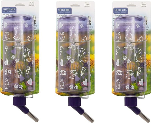 Lixit® Critter Bright Water Bottles for Hamsters, Rabbits, Chinchillas, Ferrets, Guinea Pigs and Other Small Animals - Made in USA (Blue (Pack of 3), 32 Ounce)