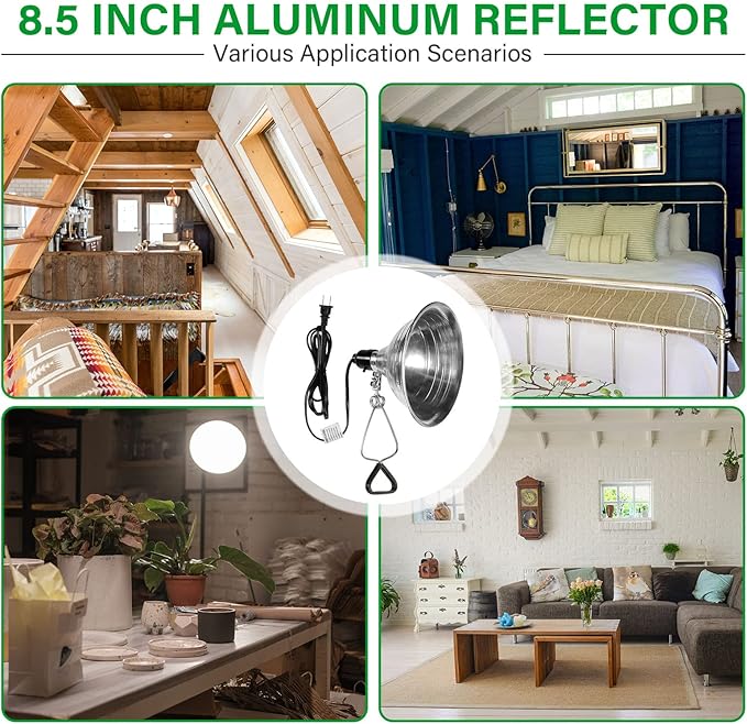 Simple Deluxe Clamp Lamp Light with 8.5 Inch Aluminum Reflector up to 150 Watt E26 (no Bulb Included) 6 Feet 18/2 SPT-2 Cord, 2-Pack
