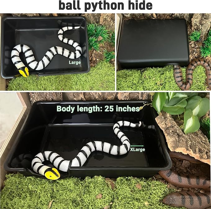 11.5in Reptile Humid Large Hide Cave, 2 Pack Moist Hideout for Gecko, Lizard, Snake - Natural-Looking Shelter for Humidity Retention & Shedding Support, with Easy-Clean Design (11.5"x7.8"x2.7")