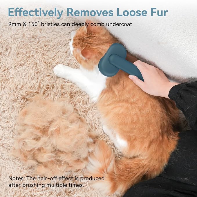Aumuca Skin Friendly Self-Cleaning Slicker Brush for Dogs & Cats, Gentle Pet Grooming Tool for Shedding & Deshedding, Efficient Hair Remover for Long & Short Haired Pets - Image 6