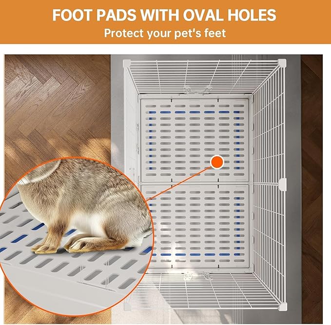 Oneluck Rabbit Cage Indoor,Loft Bunny Hutch with Urine-Proof Wall,Leak-Proof Trays, Wheels 28.7" L x 18.1" W x 25.6" H for Rabbits Chinchillas, Guinea Pig and Small Animal (Small)