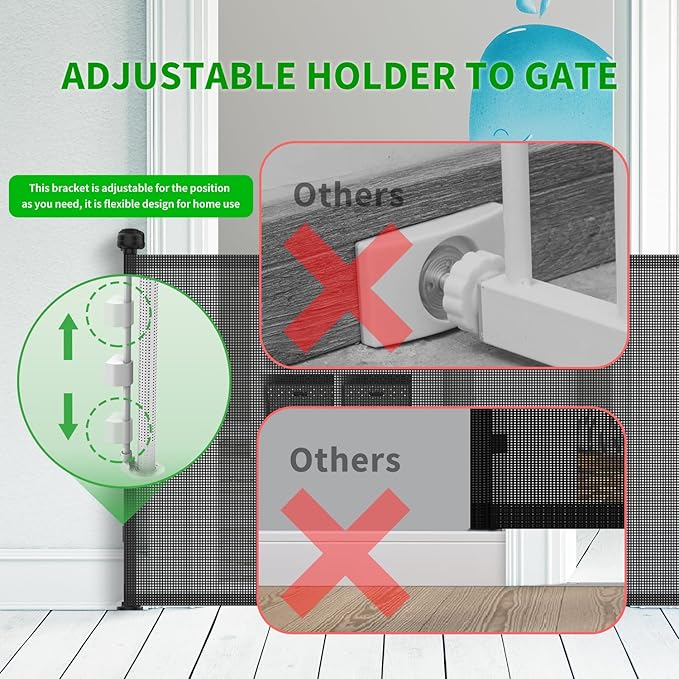Upgraded Retractable Baby Gate for Stairs, 33"Tall Expands 55"Wide Ideal Safety Solution Dog Gate for Stairs Doorways Hallways Indoor/Outdoor Mesh Baby Gate Retractable Screen Door(Black, 86CMx140CM)