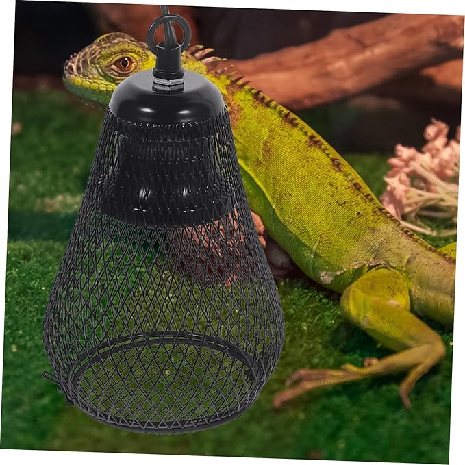 UPKOCH Reptile Heating Lamp Shade Scald Mesh Cover for Pets Durable and Odor Protects Lizards Snakes and Tortoises Easy Installation with Hook US Plug