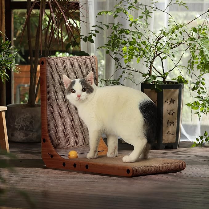 FUKUMARU Cat Scratcher, 18.9 Inch L Shaped Cat Scratch Pad for Indoor Cats - Image 8