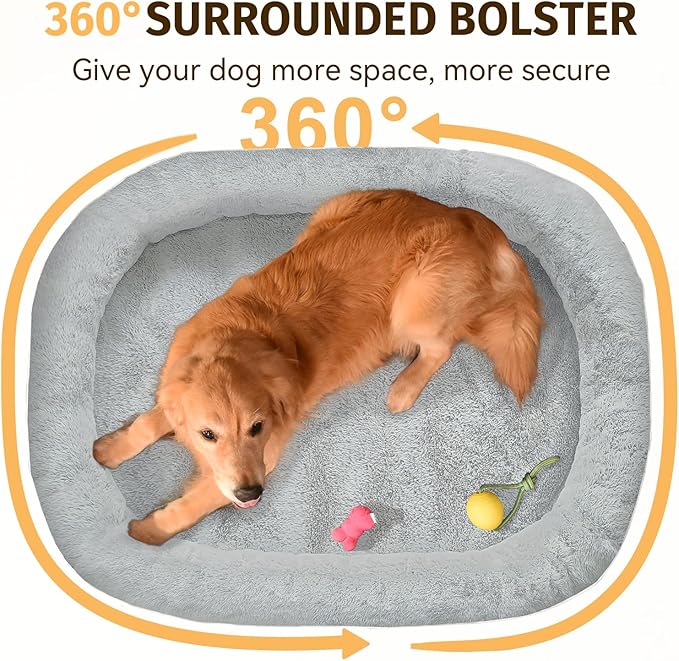 Orthopedic Dog Bed for Medium Dogs, Waterproof Dog Bed with Removable Bolsters, Egg Crate Foam Pet Couch for Medium Size Dog with Machine Washable Cover & Non-Slip Bottom, Silver