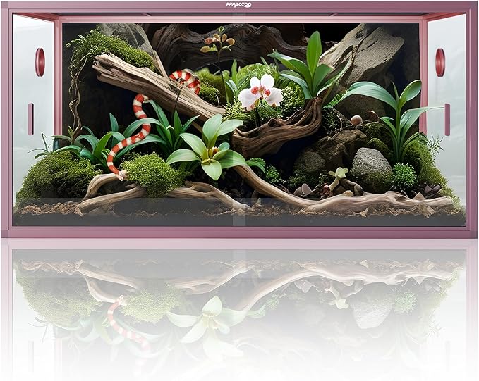 Phailozoo 120 Gallon Bearded Dragon Tank, Stackable Reptile Enclosure with Front Sliding Tempered Glass Doors, Easy Assembly Aluminum Frame Reptile Tank for Snake & Lizard