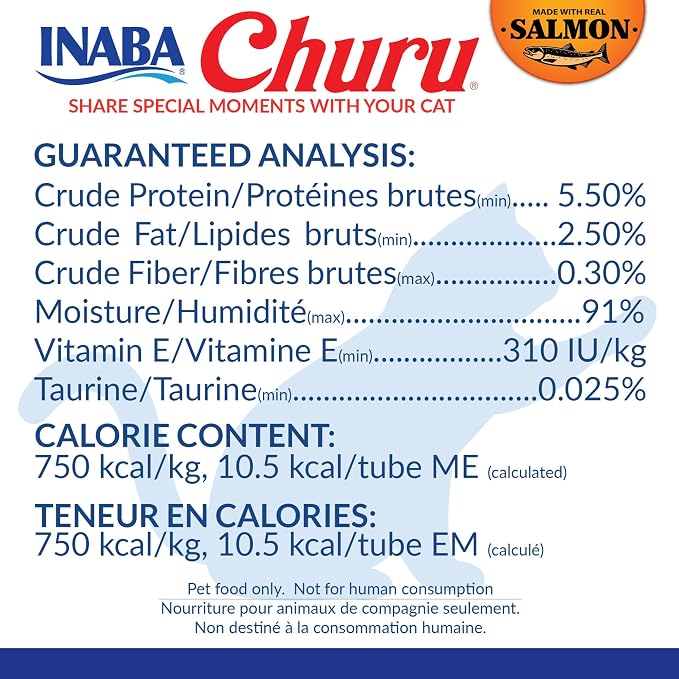 INABA Salmon Churu Cat Treats, Lickable, Squeezable Creamy Purée Cat Treat with Green Tea Extract & Taurine, 0.5 Ounces Each Tube, 40 Tubes, Salmon Variety Box - Image 4