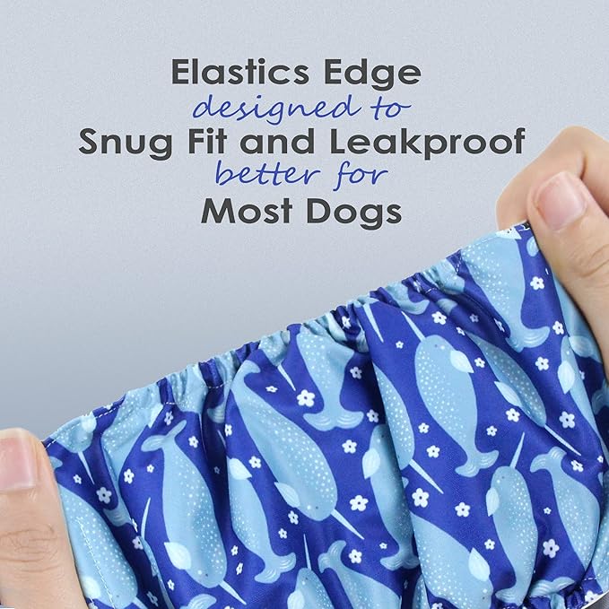 wegreeco Washable Dog Diapers - Washable Male Dog Belly Wrap - Pack of 3- (Whale, Large)