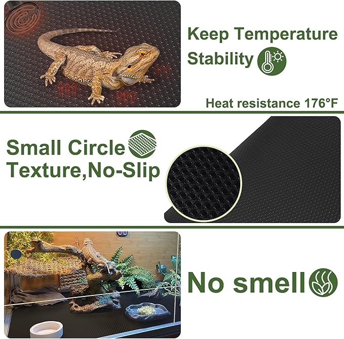 Reptile Carpet, Reptile Mat, Bearded Dragon, Leopard Gecko Substrate,Bearded Dragon Tank Flooring, Snake,Tortoise Bedding, Bearded Dragon Tank Accessories (18"X 79", 2 PCS)