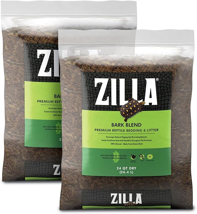 Zilla Reptile Terrarium Bedding Substrate Bark Blend, 24 Quart, 2 Count