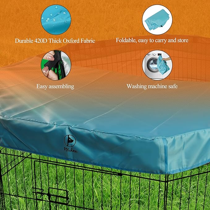 PJYuCien Dog Playpen Bottom Pad,Fits 24 Inch 8 Panels Regular Octagon Metal Exercise Pet Pen,Elastic Buckles Connections,Black (Note:Fence Not Included)