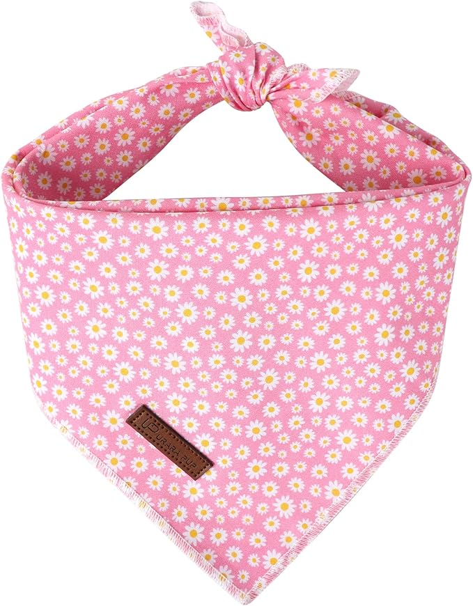 Summer Dog Bandana, Hawaii Bandana for Small Medium Dog, Cute Pink Puppy Bandana, Cotton Adorable Pet Triangle Bid Scarf Kerchief for Girl Boy Dogs or Cats