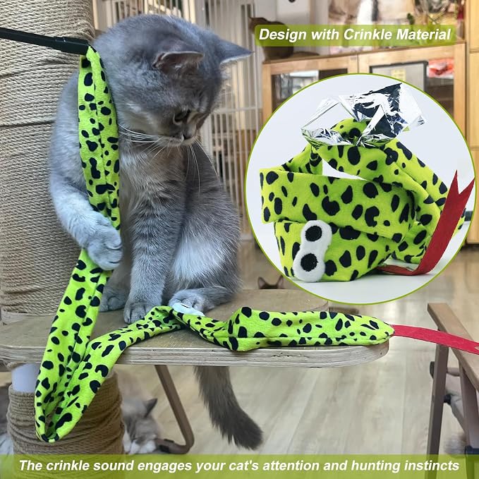 Interactive Cat Toy Wand with Catnip Mouse, Cat Teaser Wand Rainbow String for Bored Indoor Adult Cats and Kittens (5 Pack) - Image 3