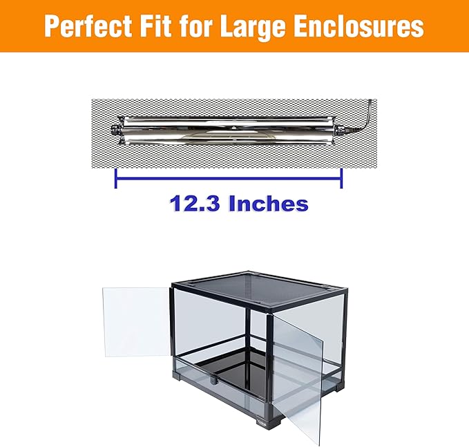 CAROLINACUSTOMCAGES T5HO 12” UVB Reptile Light Fixture 15w, Bearded Dragon and Reptile Terrarium Light Fixture