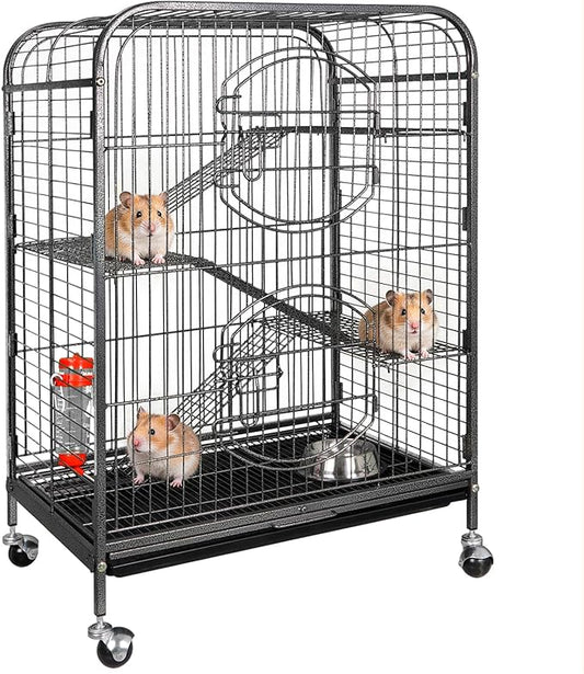 ZENY 37-inch Metal Ferret Chinchilla Cage with 2 Front Doors 4 Levels Small Animal Hutch for Squirrel/Rabbit/Rat Indoor Outdoor Use, Black