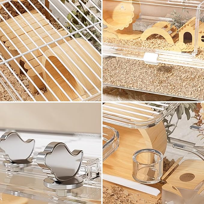 Doppy Hamster Cage Transparent Guinea Pig Rat Cages Small Animals Habitat with Breathable Top and Openable Door Chew Proof Plastic Pet Containers House