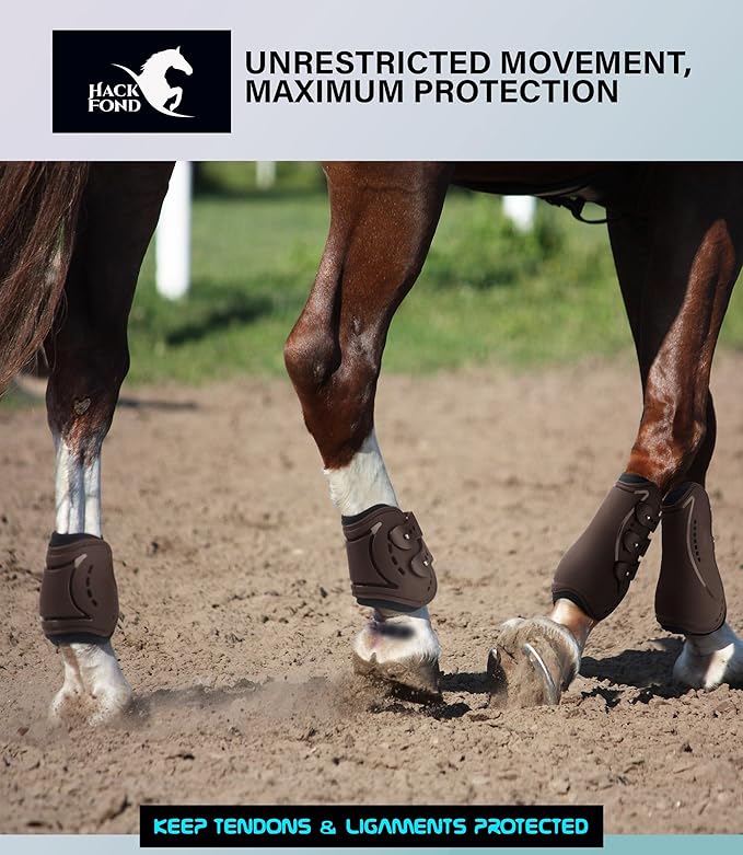 Horse Tendon Boots, Fetlock Boots & Open Front Boots for Jumping, Set of 4, Horse Protection Leg Guard