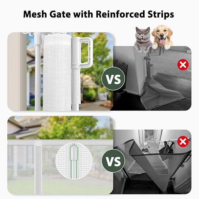 250" Extra Wide Retractable Dog Gate, Reinforced 20ft Retractable Baby Gates Extra Wide Dog Gate, 48" Extra Tall Baby Gate Retractable Outdoor Fence, Extra Long Pet Gate Retractable Gate Indoor, White