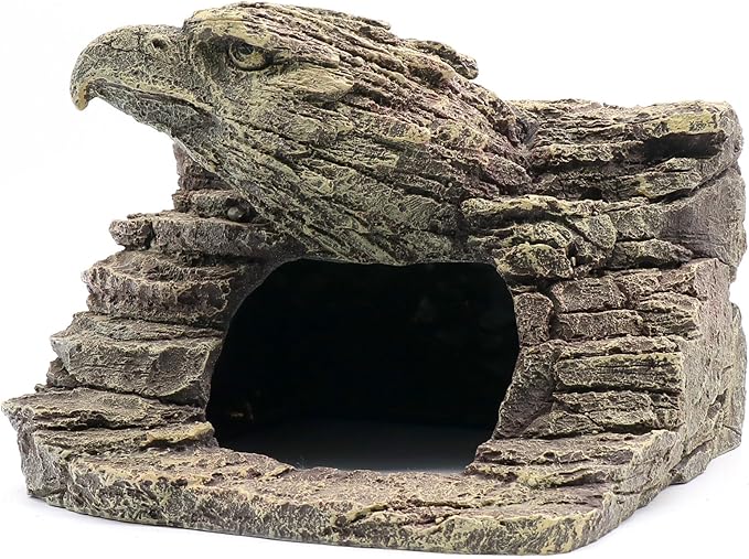 Reptile Rock Basking Platform, Gecko Hide Cave Hiding Place, Snake Cave and Hides for Reptiles, Amphibians, and Small Animals, Lizards (Type-D（Medium）)